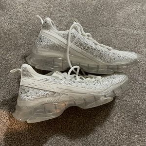 Steve Madden white and clear gum bottom with crystals